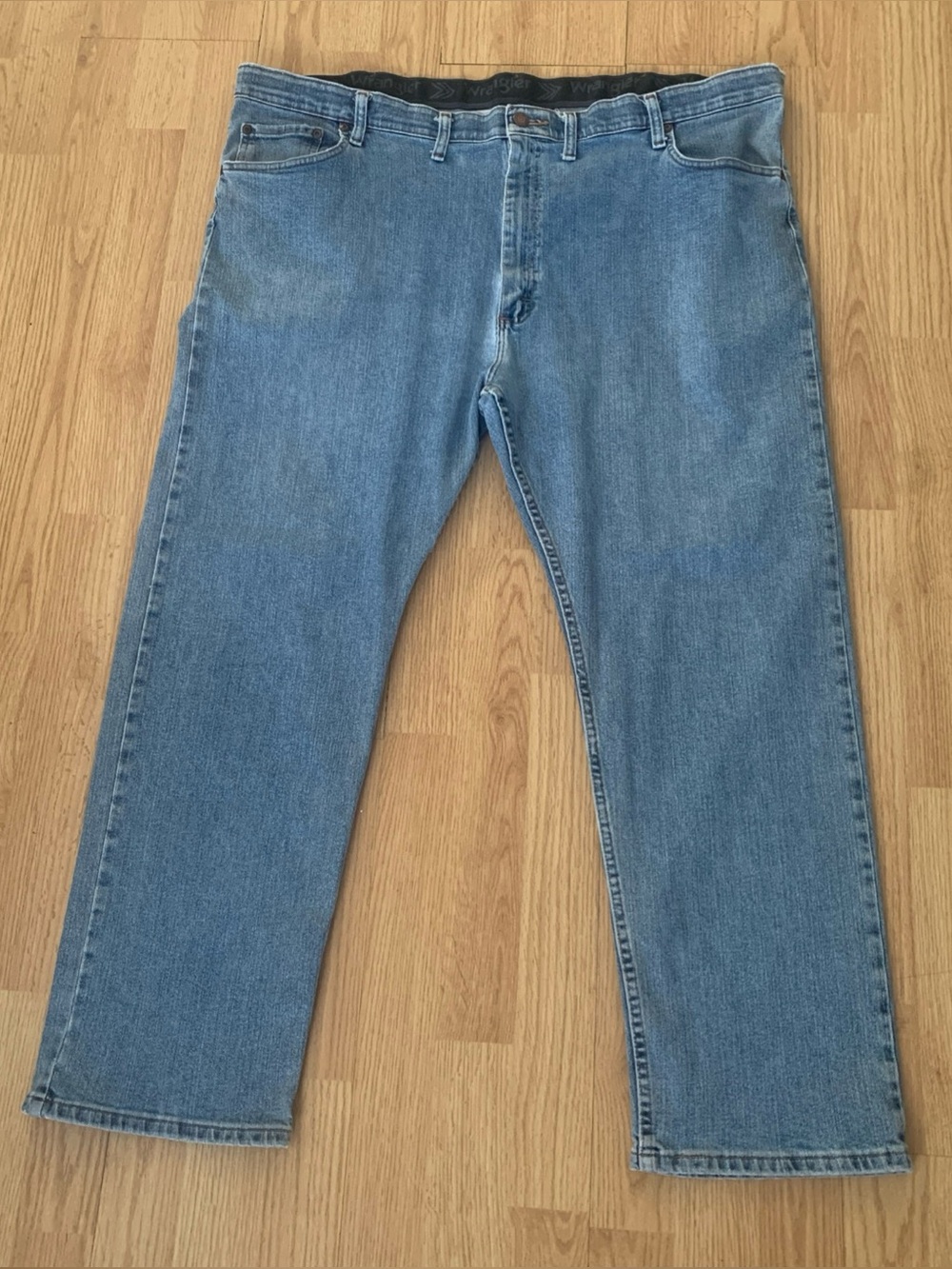 VTG Wrangler Men's Straight Blue Jeans 44x29 Regular Fit Medium Wash Denim 90s